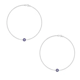 GIVA Set of 2 Rhodium-Plated 925 Sterling Silver stones Studded Anklets image 4
