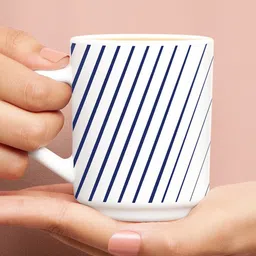 Larah by BOROSIL White 6 Pieces Printed Opalware Matte Mugs 250 ML Each image 3