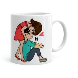 Khakee White & Green Printed Ceramic Glossy Mug-picture-4