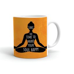 Khakee White & Orange Printed Ceramic Glossy Mug 325 ml-picture-24