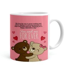 Khakee White & Pink Printed Ceramic Glossy Mugs 325 ml-picture-22