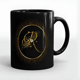 SUBLIKRAFT Black & Gold Toned Printed Ceramic Glossy Mug 330 ml-picture-42