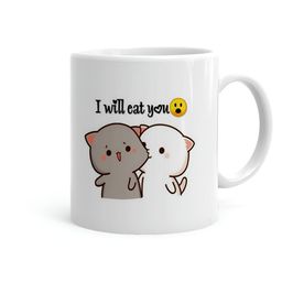 Khakee White & Grey Printed Microwave Safe Ceramic Glossy Mug 325 ml-picture-0
