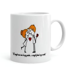 Khakee White & Orange Printed Microwave Safe Glossy Finish Ceramic Mug 325 ml-picture-5