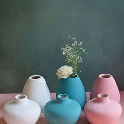 WEAVING HOMES Pink & Blue 6 Pieces Ceramic Vases-picture-18