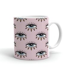 Khakee White & Pink Printed Ceramic Microwave Safe Glossy Mug 325 ml-picture-46