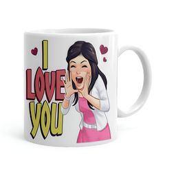Khakee White & Pink Printed Microwave Safe Ceramic Glossy Mug 325 ml-picture-30