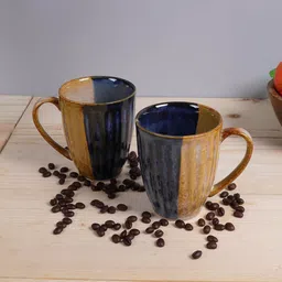 Homesake Yellow & Navy Blue Handcrafted Ceramic Glossy Mugs Set of 2-image-53