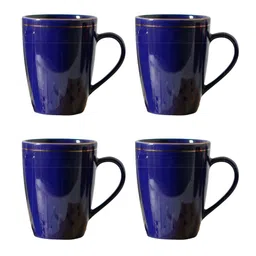 Femora Blue 4 Pieces Ceramic Dishwasher Safe Glossy Mugs 360 ml Each-image-0