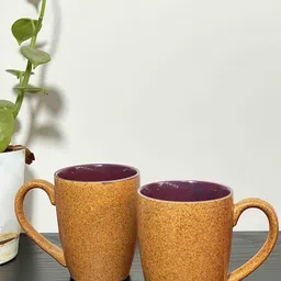 Folkstorys Grained Brown & Purple 2 Pieces Printed Ceramic Glossy Cups-picture-13