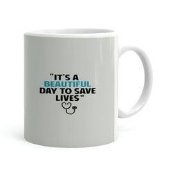 Khakee White & Blue Printed Microwave Safe Ceramic Glossy Mug 325 ml-picture-11
