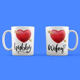 Home Decor Expert White & Red 2 Pcs Printed Ceramic Glossy Mugs 300ml-picture-27