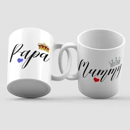 Home Decor Expert White & Black 2 Pieces Printed Ceramic Glossy Mug 300 ml-picture-30