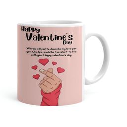 Khakee White & Pink Printed Ceramic Glossy Mug 325 ML-picture-34