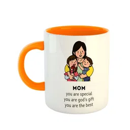ARTBUG Orange & White Text Or Slogans Printed Ceramic Glossy Mug 350ml-picture-14