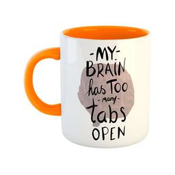 ARTBUG Orange White Printed Ceramic Glossy Mugs 350 ml-picture-2