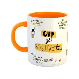 ARTBUG Orange & White Printed Ceramic Glossy Dishwasher And Microwave Safe Mug 350ml-picture-12