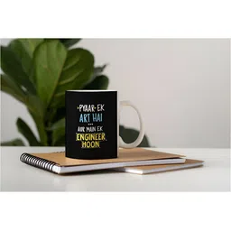 Khakee White & Blue Text or Slogans Printed Glossy Microwave Safe Mugs 325 ml image 2