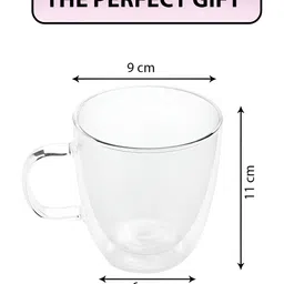 Kuber Industries Transparent 2 Pieces Glass Mugs 400 ml image 2