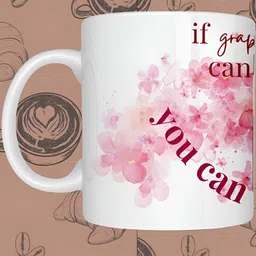 JAVA IMPRESSIONS White and Pink Floral Printed Ceramic Mug 200 ml image 5