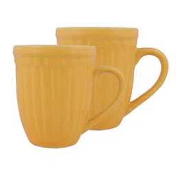 Homesake Set Of 2 Yellow Textured Handmade Irish Coffee Tea & Beer Mugs image 4