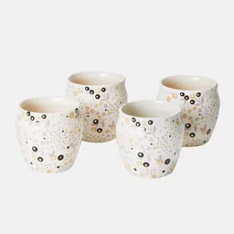 Living scapes by Pantaloons White & Yellow 4 Pieces Printed Stoneware Glossy Kulladhs image 5