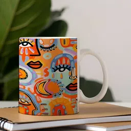 Khakee White & Blue Text or Slogans Printed Glossy Microwave Safe Mugs 325ml image 3