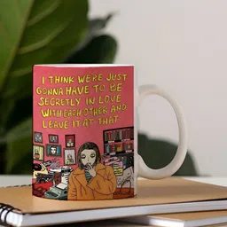 Khakee White & Pink Printed Microwave Safe Ceramic Glossy Mug 325 ml image 5