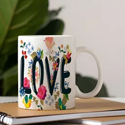 Khakee White & Black Printed Microwave Safe Ceramic Glossy Mug 325 ml image 4