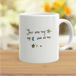 Khakee White & Black Printed Ceramic Glossy Mugs 325 ml image 2