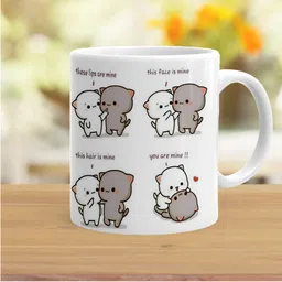 Khakee White & Grey Graphic Printed Microwave Safe Ceramic Glossy Mug 325 ml image 3