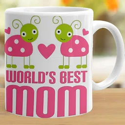 Khakee White & Pink Printed Microwave Safe Ceramic Glossy Mug 325 ml image 4