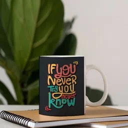 Khakee White & Blue Text Or Slogans Printed Ceramic Glossy Mug 325ml image 3