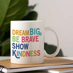 Khakee White & Orange Text or Slogans Printed Ceramic Glossy Cup image 4