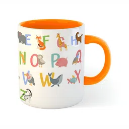 ARTBUG Orange & White Dishwasher Safe Printed Ceramic Glossy Mug 350 ml image 3