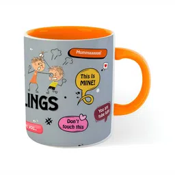 ARTBUG Orange & Grey Dishwasher Safe Printed Ceramic Glossy Mug image 4