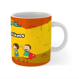 ARTBUG White & Yellow Graphic Printed Ceramic Glossy Mug 350 ml image 4