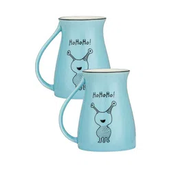 JCPL Blue & Black Set Of 2 Text or Slogans Printed Ceramic Glossy Mugs 350 ML image 4