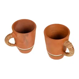 AAKRITI ART CREATIONS Beige & Brown Printed Terracotta Matte Mugs Set of Cups and Mugs image 4