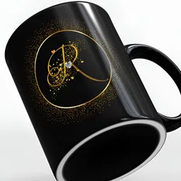 SUBLIKRAFT Black & Gold Toned Printed Ceramic Glossy Mug 330 ml image 3