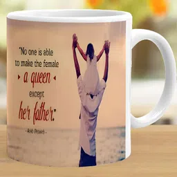 Khakee White & Beige Printed Microwave Safe Ceramic Glossy Mug 325 ml image 2