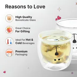 Kuber Industries Transparent & Yellow 2 Pieces Printed Glass Cups 250 ml image 4