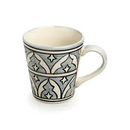 ExclusiveLane Grey & White Printed Ceramic Glossy Tea & Coffee Mug 240 Ml image 5