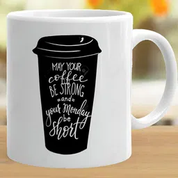 Khakee White & Black Printed Ceramic Glossy Mugs 325 ml image 3