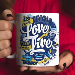 Khakee White & Blue Printed Ceramic Glossy Mug 325 ml image 5