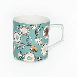 Living scapes by Pantaloons Green & White 2 Pieces Printed Bone China Matte Cups Set image 3