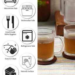 Aura Transparent 6 Pieces Textured Glass Cups 200 ml image 4