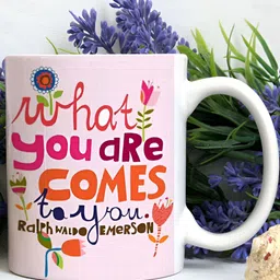 Khakee White & Pink Printed Ceramic Glossy Mug image 5