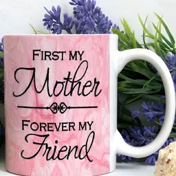 Khakee White & Grey Printed Microwave Safe Ceramic Glossy Mug 325 ml image 2