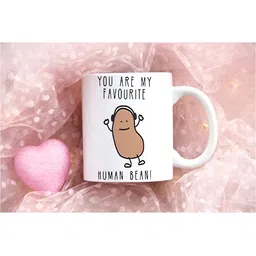 Khakee White & Brown Printed Ceramic Glossy Mugs 325 ml image 4